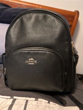 Coach Black Pebbled Leather Mini Backpack with Gold Hardware